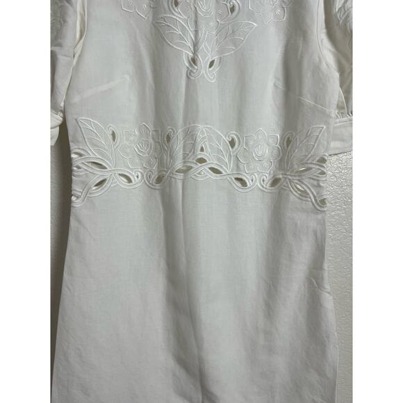 Derek Lam 10 Crosby Everett White Eyelet Embroidered A-Line Linen Mini Dress 6 - Picture 10 of 11
